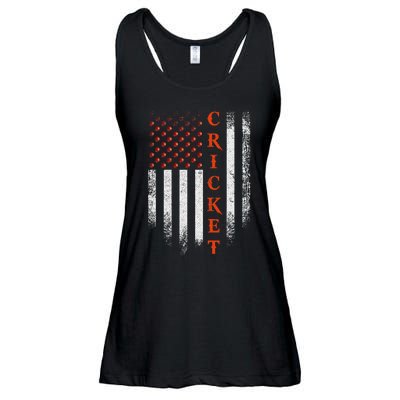 Cricket Apparel US Flag Retro Cricket Player American Flag Ladies Essential Flowy Tank