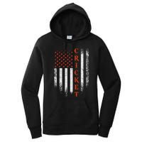 Cricket Apparel US Flag Retro Cricket Player American Flag Women's Pullover Hoodie