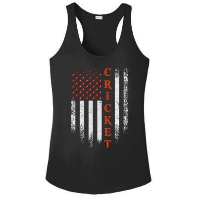 Cricket Apparel US Flag Retro Cricket Player American Flag Ladies PosiCharge Competitor Racerback Tank