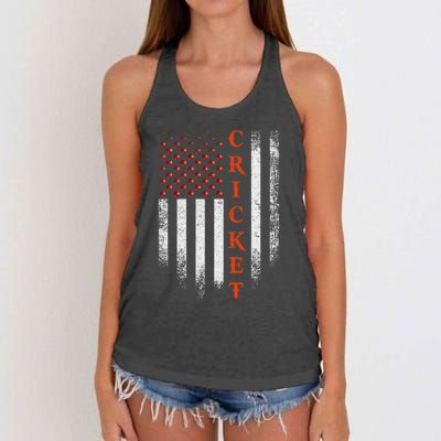 Cricket Apparel US Flag Retro Cricket Player American Flag Women's Knotted Racerback Tank