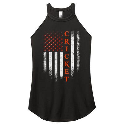 Cricket Apparel US Flag Retro Cricket Player American Flag Women's Perfect Tri Rocker Tank