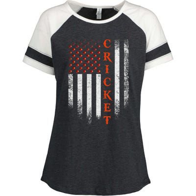 Cricket Apparel US Flag Retro Cricket Player American Flag Enza Ladies Jersey Colorblock Tee