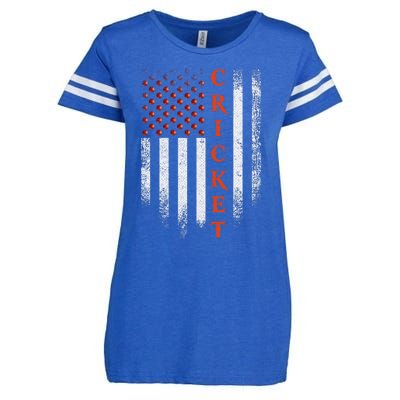 Cricket Apparel US Flag Retro Cricket Player American Flag Enza Ladies Jersey Football T-Shirt