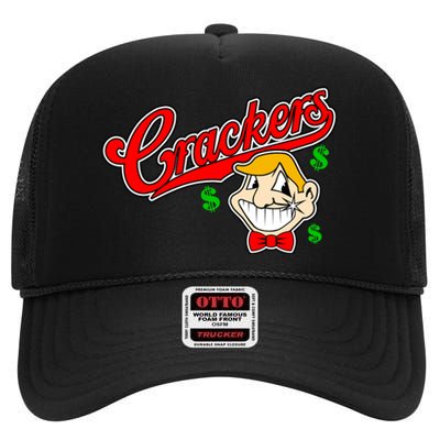 Caucasians Crackers Baseball Money Logo High Crown Mesh Back Trucker Hat