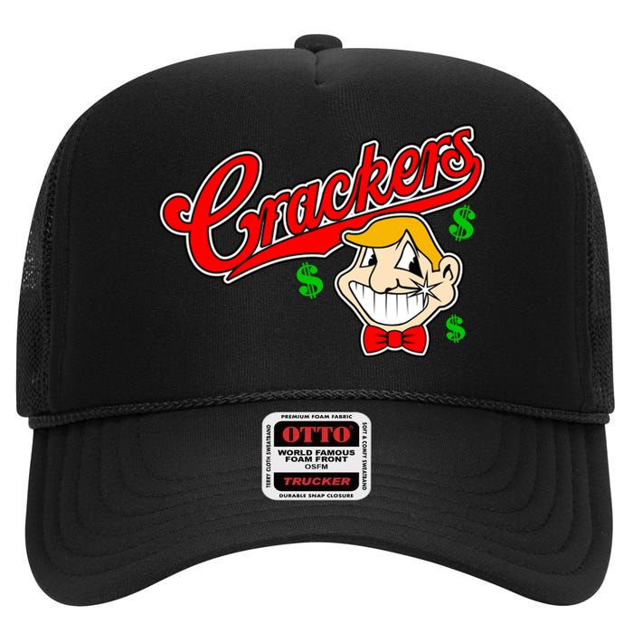 Caucasians Crackers Baseball Money Logo High Crown Mesh Back Trucker Hat