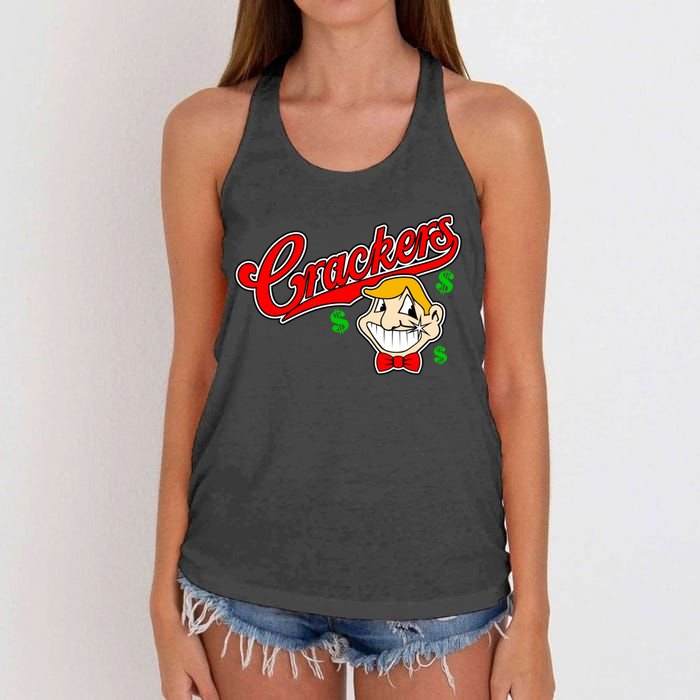 Caucasians Crackers Baseball Money Logo Women's Knotted Racerback Tank