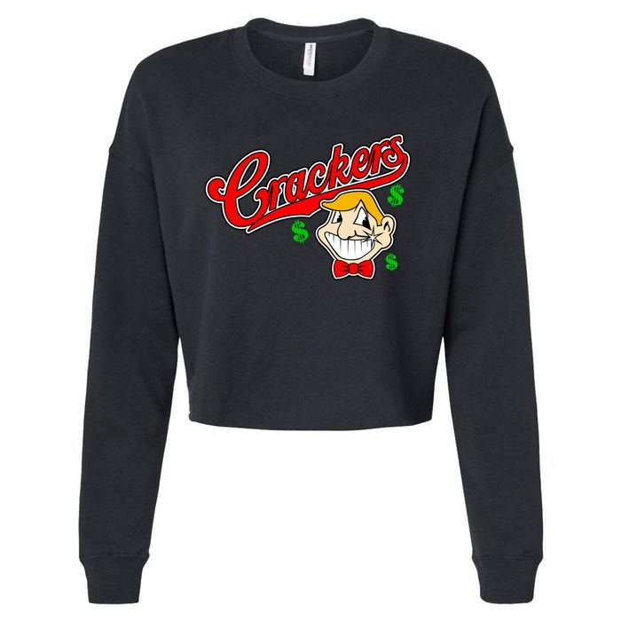 Caucasians Crackers Baseball Money Logo Cropped Pullover Crew