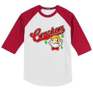 Caucasians Crackers Baseball Money Logo Kids Colorblock Raglan Jersey