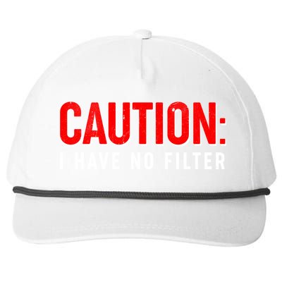 Caution I Have No Filter Snapback Five-Panel Rope Hat