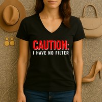 Caution I Have No Filter Women's V-Neck T-Shirt