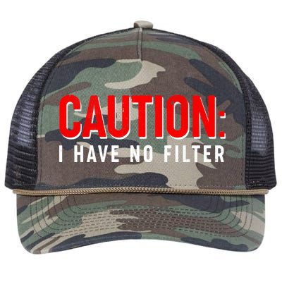 Caution I Have No Filter Retro Rope Trucker Hat Cap