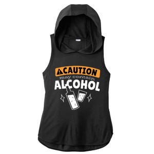 Caution May Contain Alcohol Ladies PosiCharge Tri-Blend Wicking Draft Hoodie Tank