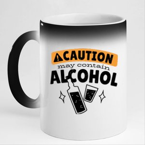 Caution May Contain Alcohol 11oz Black Color Changing Mug