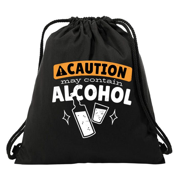 Caution May Contain Alcohol Drawstring Bag