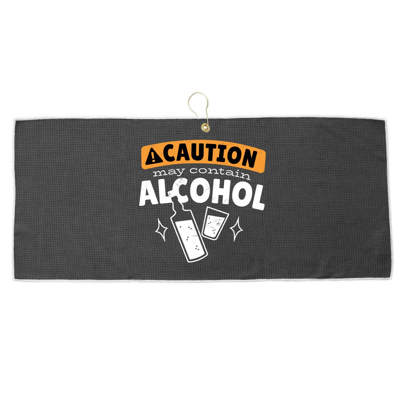Caution May Contain Alcohol Large Microfiber Waffle Golf Towel