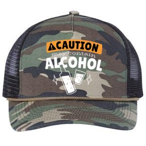 Caution May Contain Alcohol Retro Rope Trucker Hat Cap