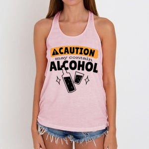 Caution May Contain Alcohol Women's Knotted Racerback Tank