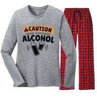 Caution May Contain Alcohol Women's Long Sleeve Flannel Pajama Set 