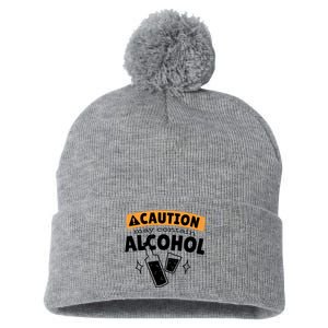 Caution May Contain Alcohol Pom Pom 12in Knit Beanie