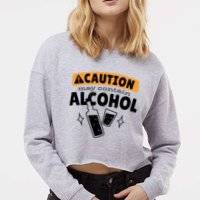 Caution May Contain Alcohol Cropped Pullover Crew