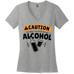 Caution May Contain Alcohol Women's V-Neck T-Shirt