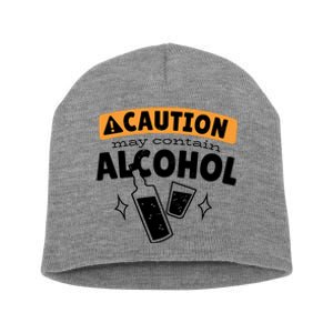 Caution May Contain Alcohol Short Acrylic Beanie