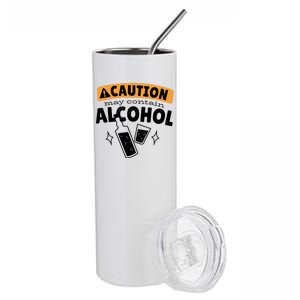 Caution May Contain Alcohol Stainless Steel Tumbler