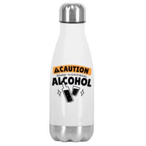 Caution May Contain Alcohol Stainless Steel Insulated Water Bottle