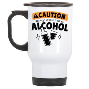 Caution May Contain Alcohol Stainless Steel Travel Mug