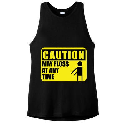 Caution May Floss At Any Time Ladies PosiCharge Tri-Blend Wicking Tank