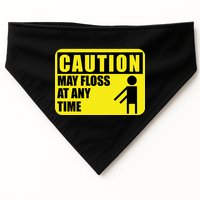 Caution May Floss At Any Time USA-Made Doggie Bandana