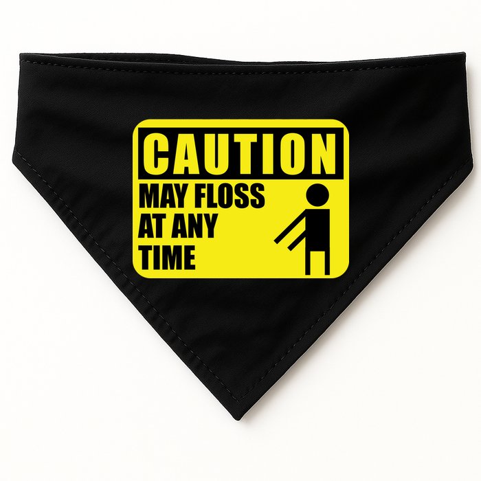 Caution May Floss At Any Time USA-Made Doggie Bandana
