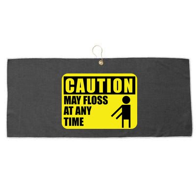Caution May Floss at Any Time Large Microfiber Waffle Golf Towel