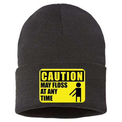 Caution May Floss at Any Time Sustainable Knit Beanie