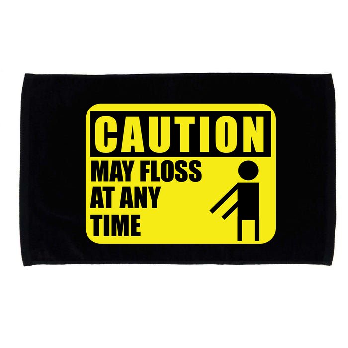 Caution May Floss at Any Time Microfiber Hand Towel