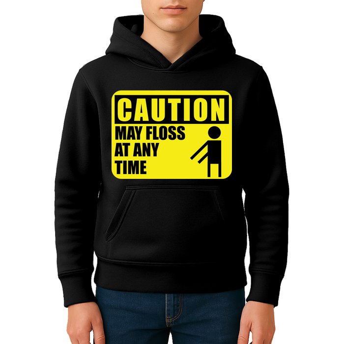 Caution May Floss at Any Time Kids Hoodie