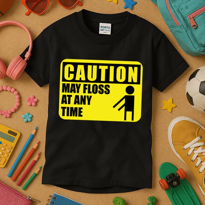 Caution May Floss at Any Time Kids T-Shirt