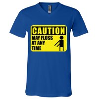Caution May Floss At Any Time V-Neck T-Shirt