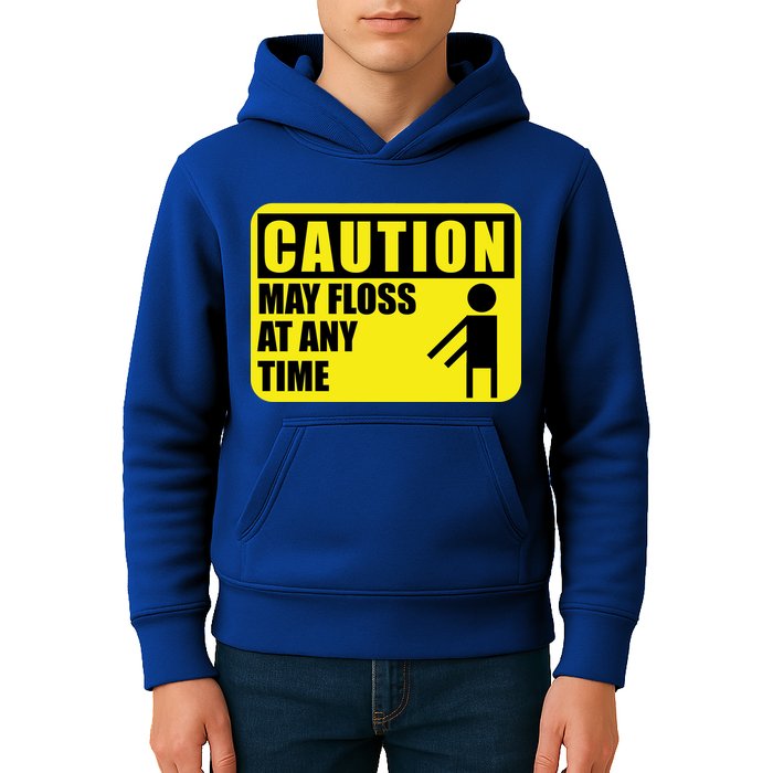 Caution May Floss At Any Time Kids Hoodie