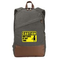 Caution May Floss at Any Time Cotton Canvas Backpack