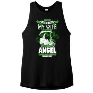 Caution My Wife Will Always Be My Beautiful Angel Hurt Her I Kill You Ladies PosiCharge Tri-Blend Wicking Tank