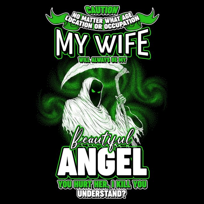 Caution My Wife Will Always Be My Beautiful Angel Hurt Her I Kill You Cooling Performance Crew T-Shirt