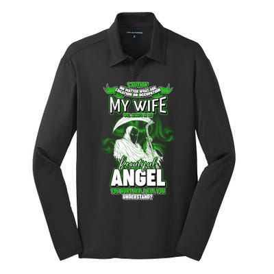 Caution My Wife Will Always Be My Beautiful Angel Hurt Her I Kill You Silk Touch Performance Long Sleeve Polo