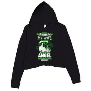 Caution My Wife Will Always Be My Beautiful Angel Hurt Her I Kill You Crop Fleece Hoodie