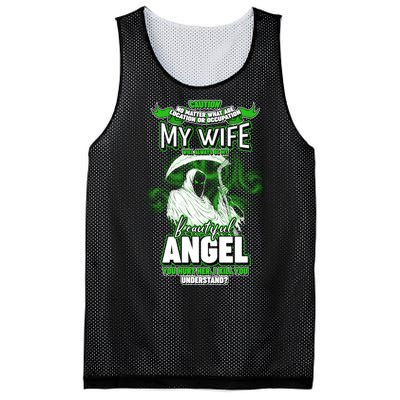 Caution My Wife Will Always Be My Beautiful Angel Hurt Her I Kill You Mesh Reversible Basketball Jersey Tank