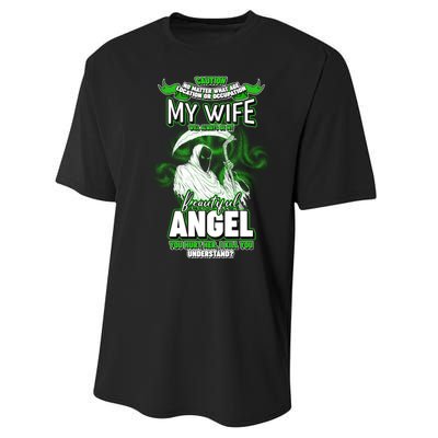 Caution My Wife Will Always Be My Beautiful Angel Hurt Her I Kill You Performance Sprint T-Shirt