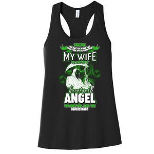 Caution My Wife Will Always Be My Beautiful Angel Hurt Her I Kill You Women's Racerback Tank