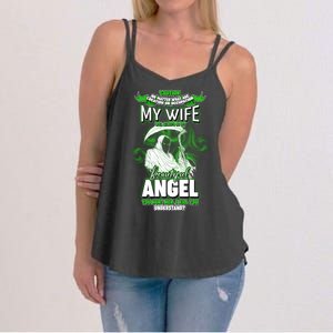 Caution My Wife Will Always Be My Beautiful Angel Hurt Her I Kill You Women's Strappy Tank