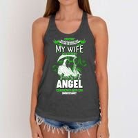 Caution My Wife Will Always Be My Beautiful Angel Hurt Her I Kill You Women's Knotted Racerback Tank