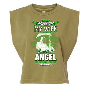 Caution My Wife Will Always Be My Beautiful Angel Hurt Her I Kill You Garment-Dyed Women's Muscle Tee